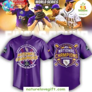 LSU Tigers 2025 National Champions Purple Baseball Jersey