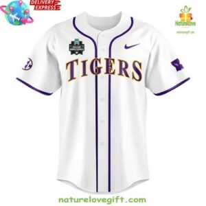 LSU Tigers 2025 NCAA Baseball National Champions White Edition Baseball Jersey InspirDG 2