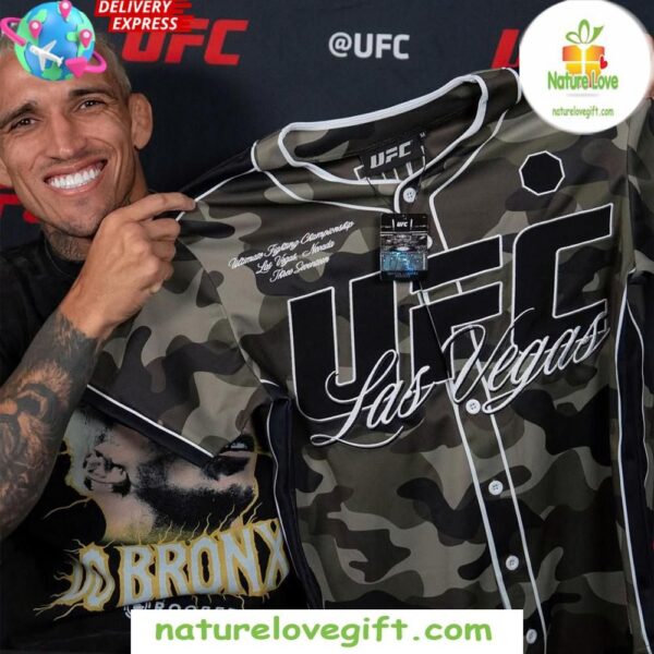 Men’s UFC 317 Camo Baseball Jersey 2025 Fashion Edition