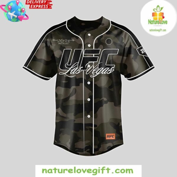 Men’s UFC 317 Camo Baseball Jersey 2025 Fashion Edition