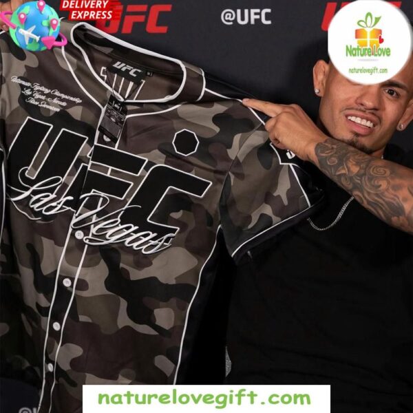 Men’s UFC 317 Camo Baseball Jersey 2025 Fashion Edition