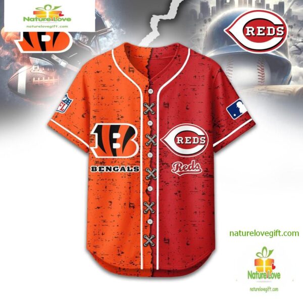 Cincinnati Bengals Mix Cincinnati Reds Sporty New Design Baseball Jersey