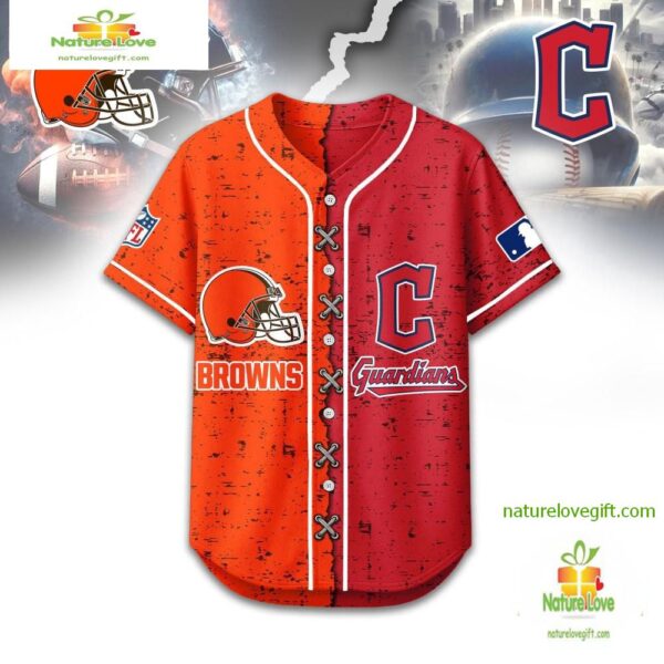 Cleveland Browns Mix Cleveland Guardians Sporty New Design Baseball Jersey