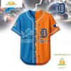 Detroit Lions Mix Detroit Tigers Sporty New Design Baseball Jersey