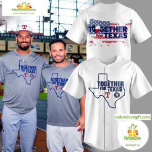 Together For Texas The Astros and Rangers White Baseball Jersey