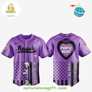 Los Angeles Angels Purple Heart Day MLB Baseball Jersey Gift for Fans