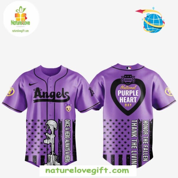 Los Angeles Angels Purple Heart Day MLB Baseball Jersey Gift for Fans