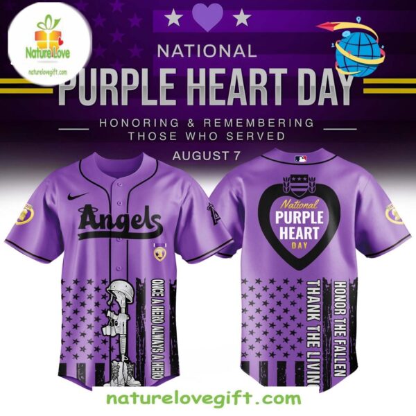 Los Angeles Angels Purple Heart Day MLB Baseball Jersey Gift for Fans