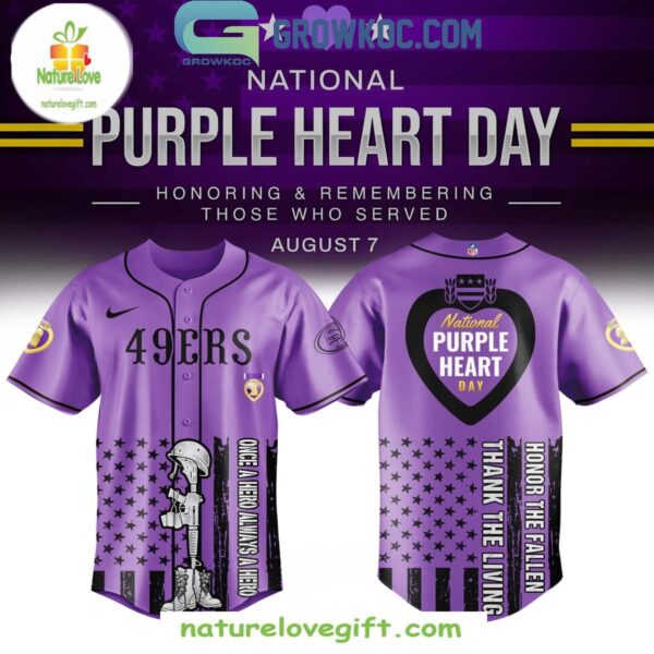 San Francisco 49ers Purple Heart Day 2025 MLB Baseball Jersey Gift for Fans