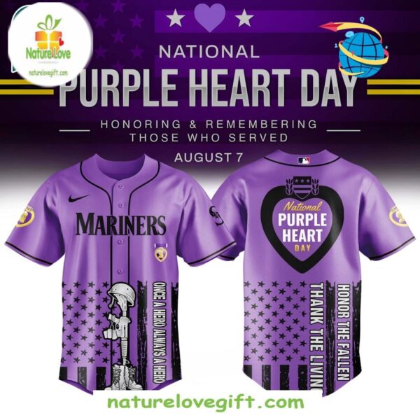 Seattle Mariners Purple Heart Day MLB Baseball Jersey Gift for Fans