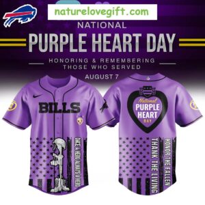 Buffalo Bills Purple Heart Day Baseball Jersey NFL Gift