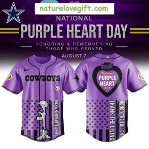 Dallas Cowboys Purple Heart Day Baseball Jersey NFL Gift