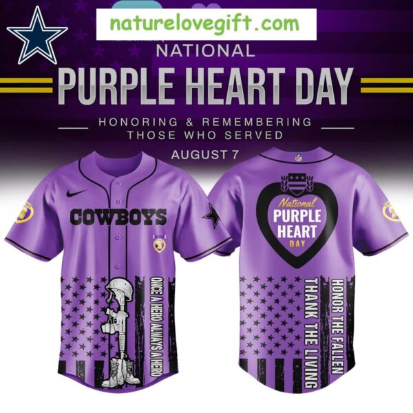 Dallas Cowboys Purple Heart Day Baseball Jersey NFL Gift