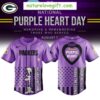 Green Bay Packers Purple Heart Day Baseball Jersey NFL Gift