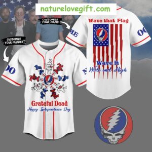 Grateful Dead Baseball Jersey Independence Day Flag Design