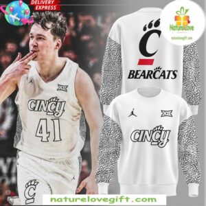 Cincinnati Bearcats Black Cat Sweatshirt Alternate White Uniform