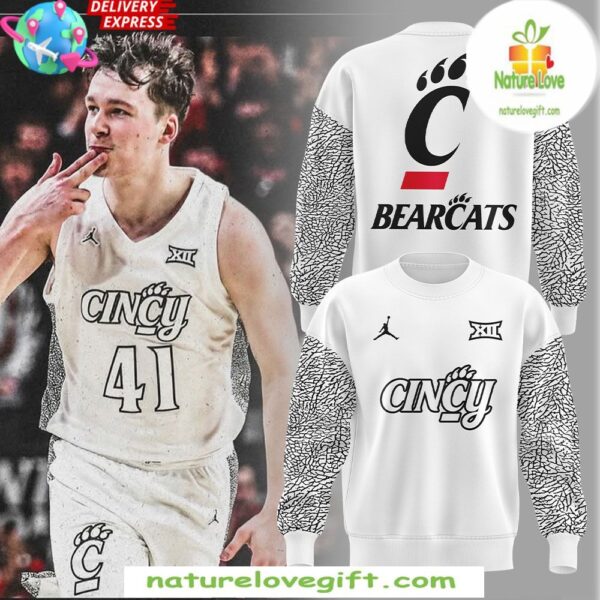 Cincinnati Bearcats Black Cat Sweatshirt Alternate White Uniform