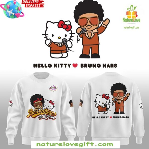 Hello Kitty 50th Anniversary Bruno Mars White Sweatshirt