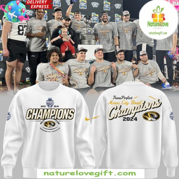 Missouri Tigers 2025 Music City Bowl Champions Sweatshirt White