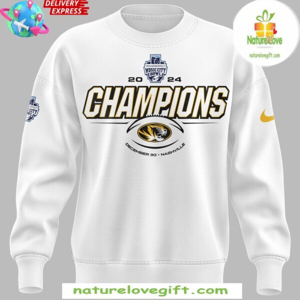 Missouri Tigers 2025 Music City Bowl Champions Sweatshirt White