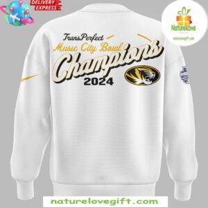 Missouri Tigers Transperfect Music City Bowl Champions 2024 White Sweatshirt
