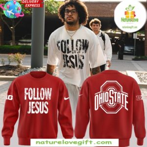 Ohio State Buckeyes 2025 Jesus Red Sweatshirt