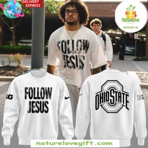 Ohio State Buckeyes 2025 Jesus Sweatshirt White Fan Apparel
