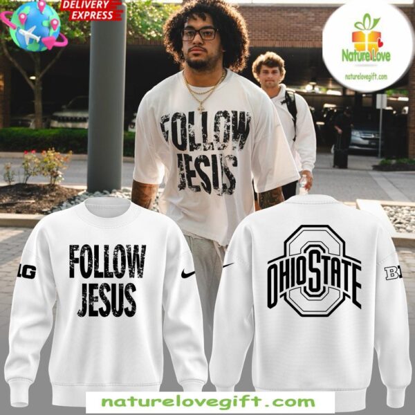 Ohio State Buckeyes 2025 Jesus Sweatshirt White Fan Apparel
