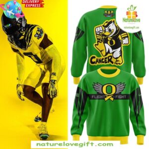 Oregon Ducks 2025 Green Cancer Awareness Sweatshirt