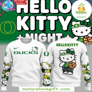 Oregon Ducks Hello Kitty White Sweatshirt Night Special