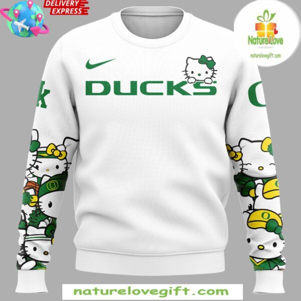 Oregon Ducks Hello Kitty White Sweatshirt Night Special