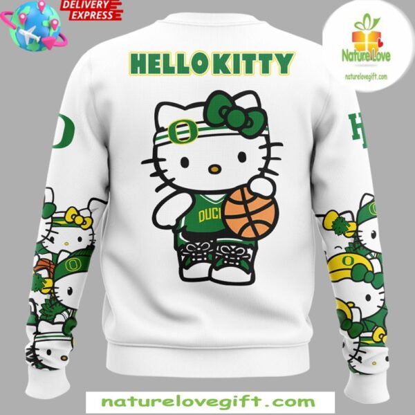 Oregon Ducks Hello Kitty White Sweatshirt Night Special
