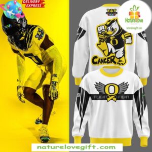 Oregon Ducks Stomp Out Cancer 2025 White Hoodie