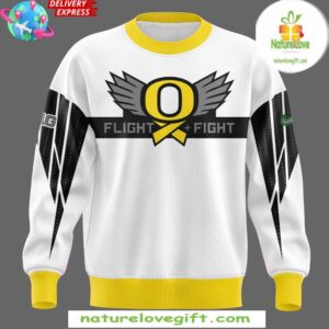 Oregon Ducks Stomp Out Cancer 2024 White Sweatshirt