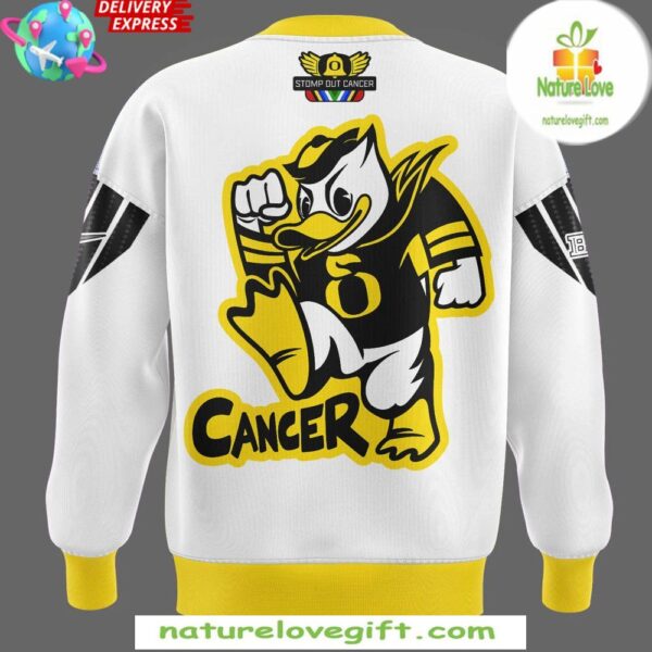 Oregon Ducks Stomp Out Cancer 2025 White Hoodie