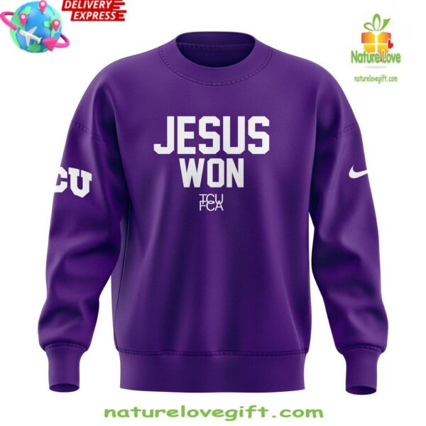TCU Football 2025 Jesus Won Purple Sweatshirt