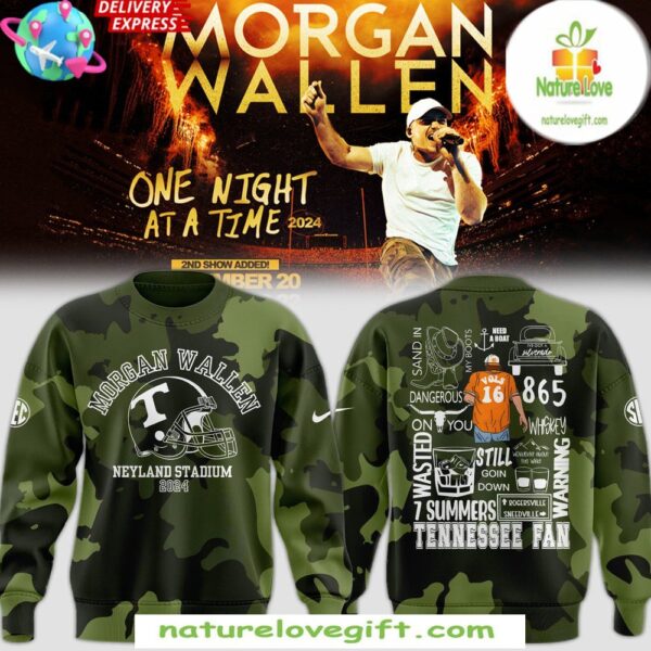 Tennessee Volunteers 2025 Camo Sweatshirt Morgan Wallen Neyland Stadium
