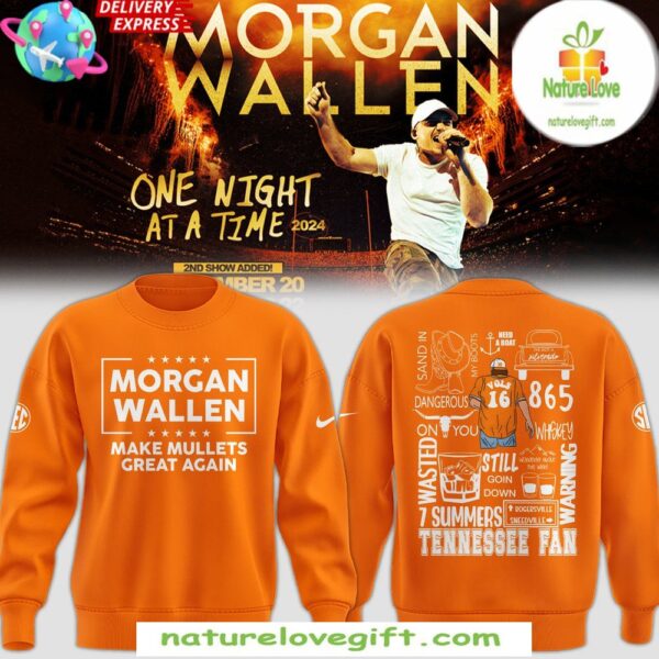 Tennessee Volunteers Morgan Wallen 2025 Orange Sweatshirt Mullets Great Again