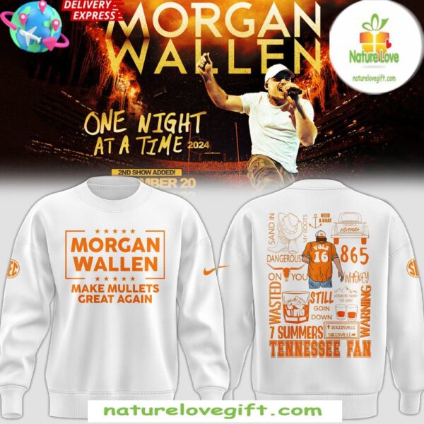 Tennessee Volunteers Morgan Wallen 2025 White Sweatshirt Mullets Great Again