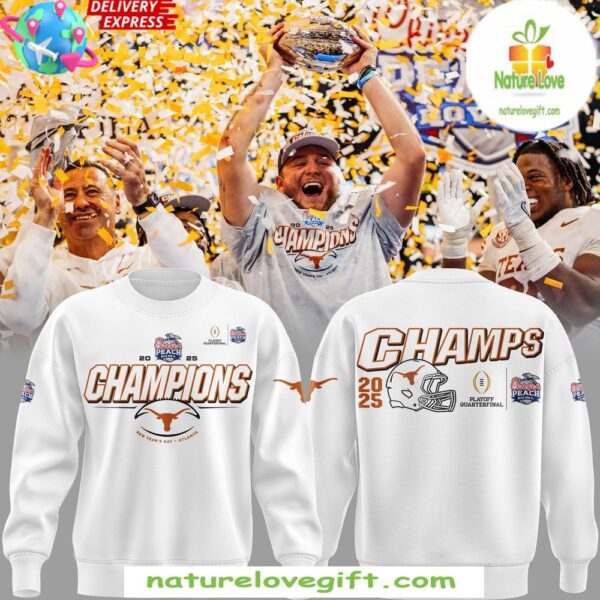 Texas Longhorns 2025 Peach Bowl White Sweatshirt Chick fil A