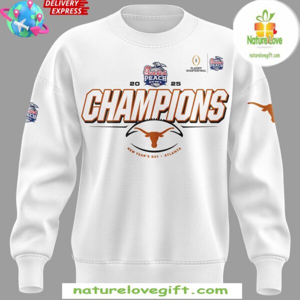 Texas Longhorns 2025 Peach Bowl White Sweatshirt Chick fil A