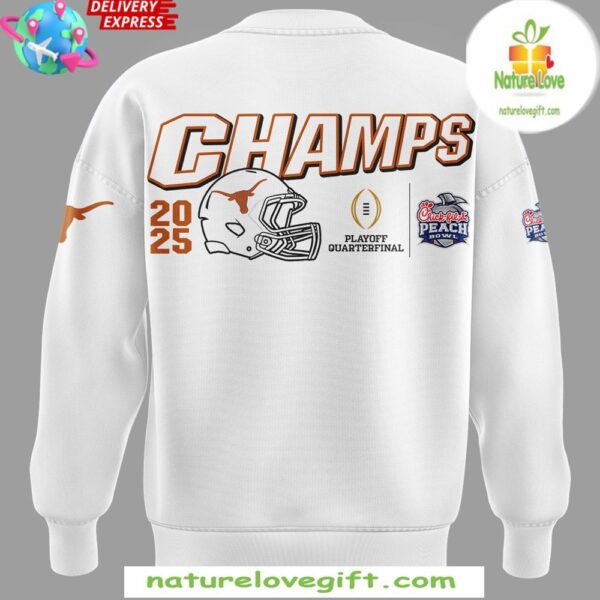 Texas Longhorns 2025 Peach Bowl White Sweatshirt Chick fil A