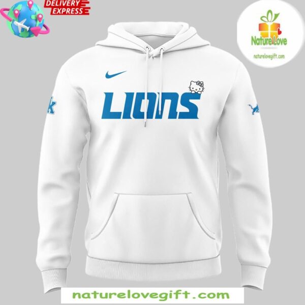 Detroit Lions Hello Kitty 2025 White Hoodie NFL Sweatshirt