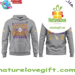 LSU Tigers 8X College World Series Champions 2025 Gray Edition Hoodie InspirDG 2
