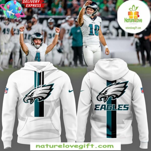 Philadelphia Eagles 2025 White Hoodie NFL Fan Apparel