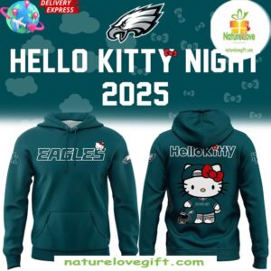 Philadelphia Eagles Hello Kitty Hoodie 2025 Green Fan Apparel