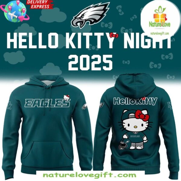 Philadelphia Eagles Hello Kitty Hoodie 2025 Green Fan Apparel