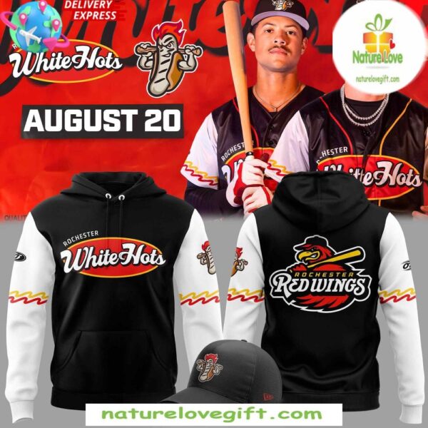 Rochester Red Wings Hoodie White Hots August 20 Baseball Apparel