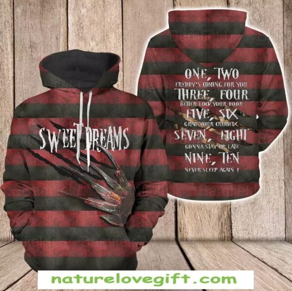 Freddy Krueger 3D Hoodie Horror Movie Gift US Size All Over Print