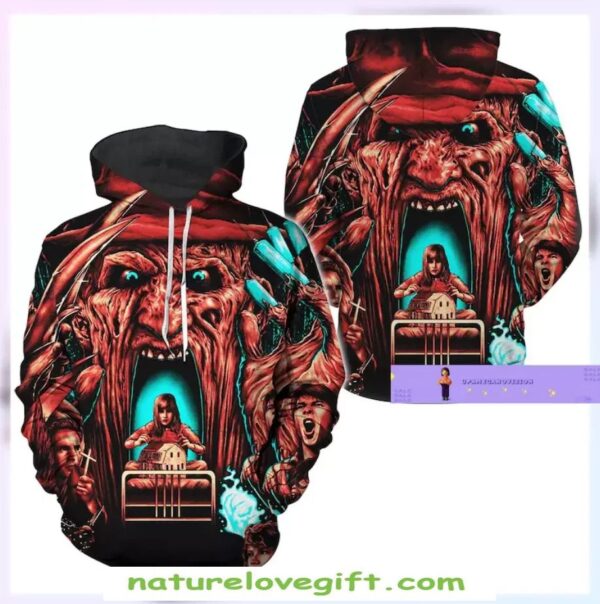 Freddy Krueger 3D Hoodie Horror Print Halloween Gift